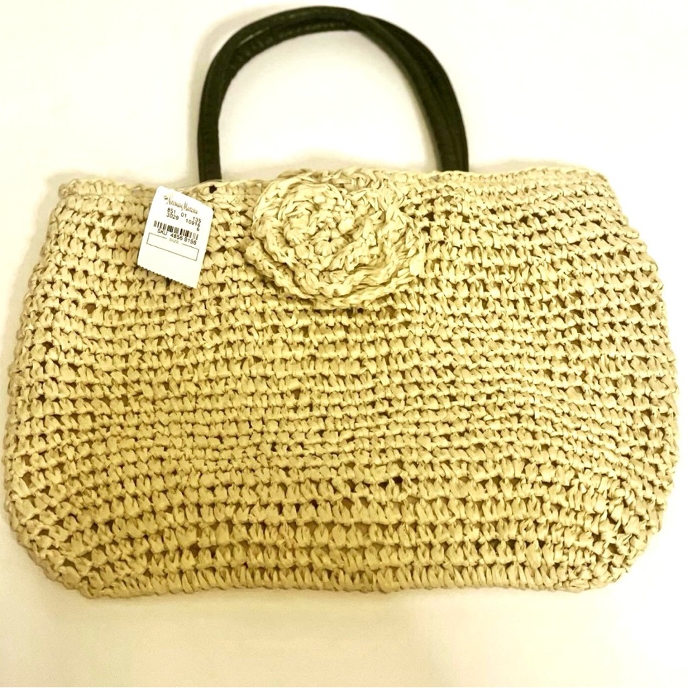 Vintage 1980s Neiman Marcus Straw Bag wt Original Tag. Spring/Summer Market Tote